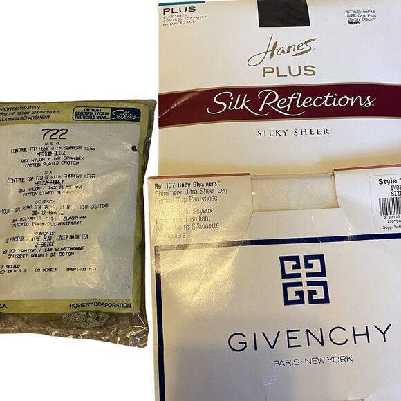 Vintage Set Of3 Givenchy Body Smoothers Support Leg Pantyhose Silky Ultra Sheer - Picture 1 of 9